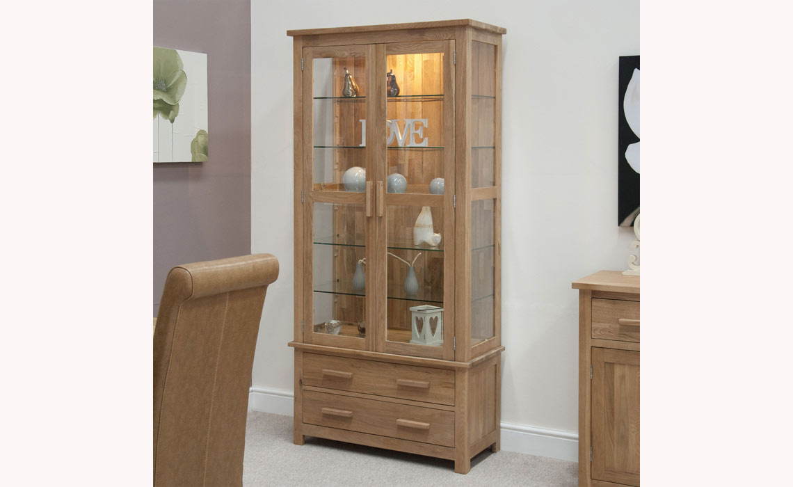 Toulouse Solid Oak Glass Display Cabinet