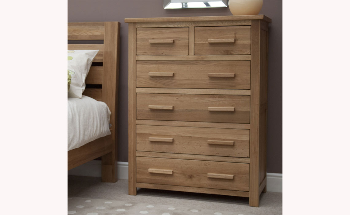 Toulouse Solid Oak 2 over 4 Chest of Drawers
