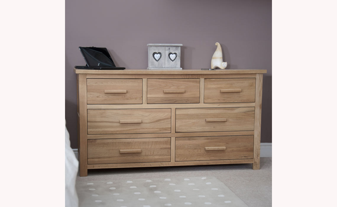 Toulouse Solid Oak 7 Drawer Wide Chest