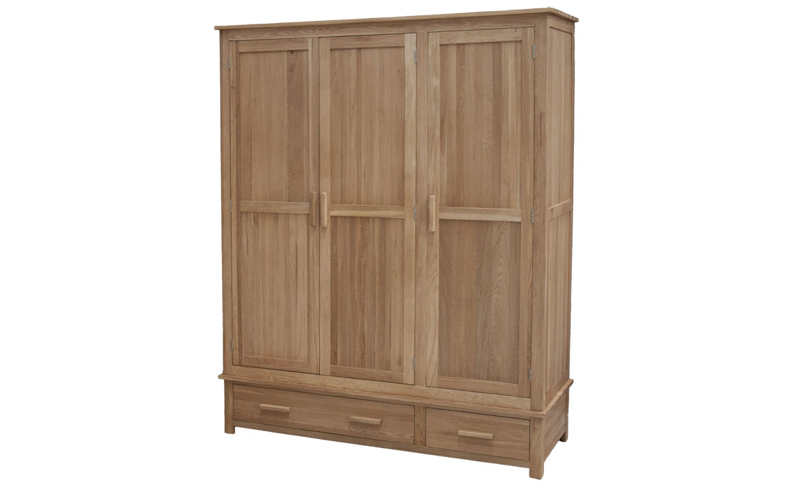 Toulouse Solid Oak Triple Wardrobe with 3 Drawers