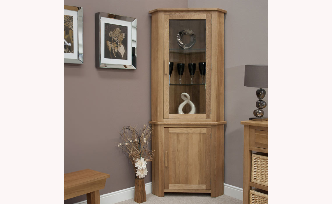 Toulouse Solid Oak Corner Display Unit