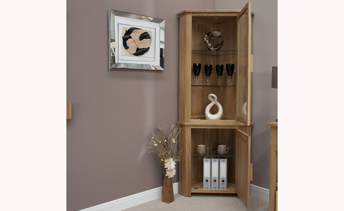 Toulouse Solid Oak Corner Display Unit