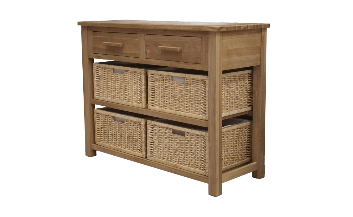 Toulouse Solid Oak  Basket Hall Console Table