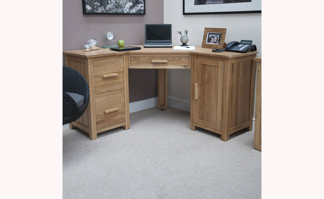 Toulouse Solid Oak Corner Computer Desk
