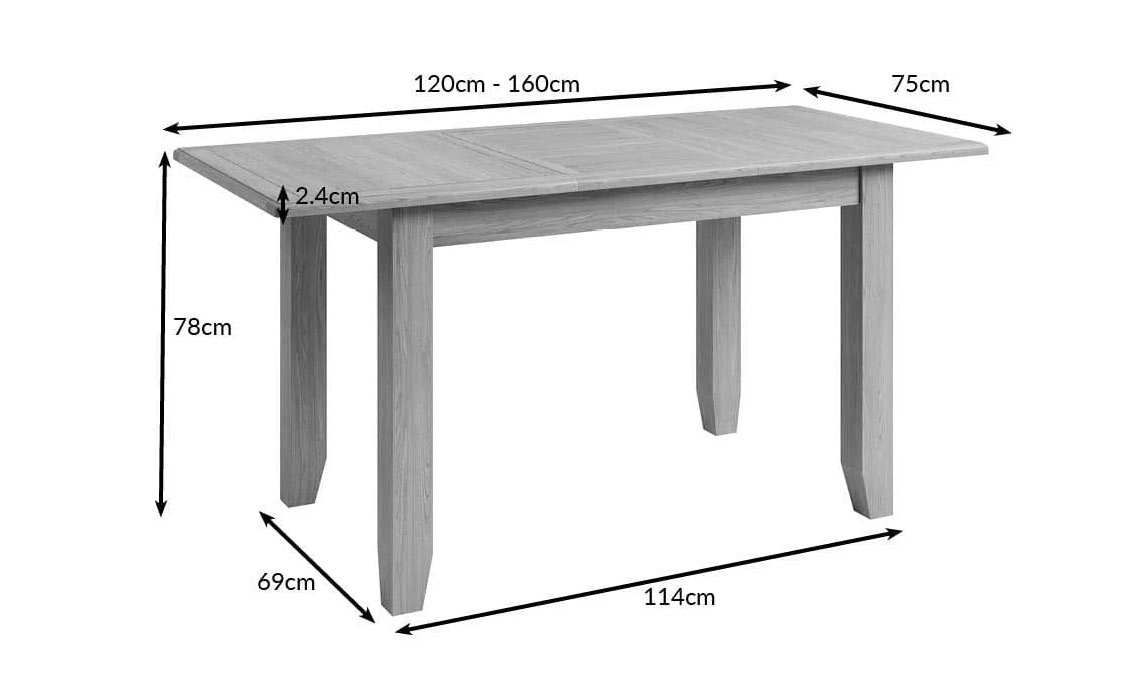 Columbus Oak 120-160cm  Butterfly Extending Table 
