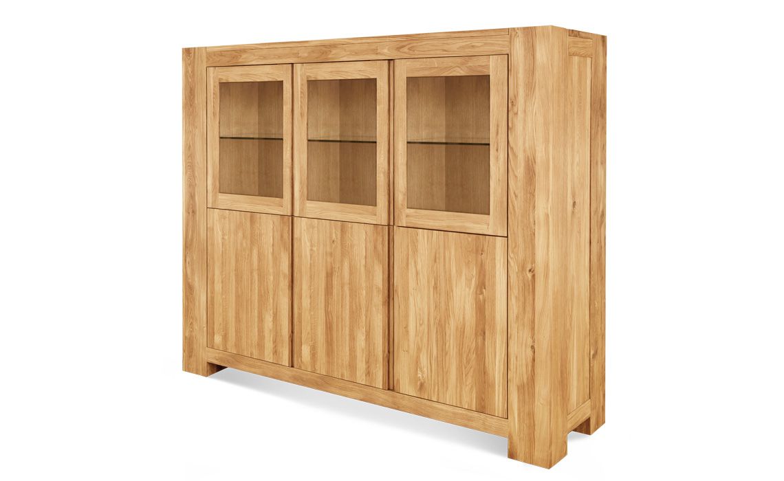 Majestic Solid Oak Triple Display Cabinet