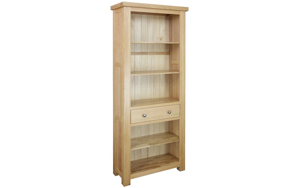 Suffolk Solid Oak Tall 3 Shelf 1 Drawer, Tall Corner Bookcase Uk