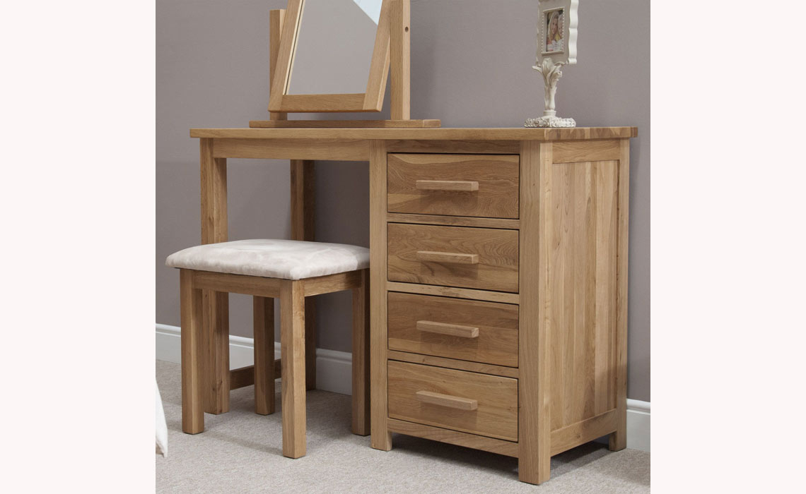 Toulouse Solid Oak Single Dressing Table & Stool
