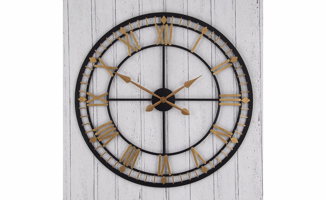 WA013 Antique Bronze & Gold Metal Round Wall Clock