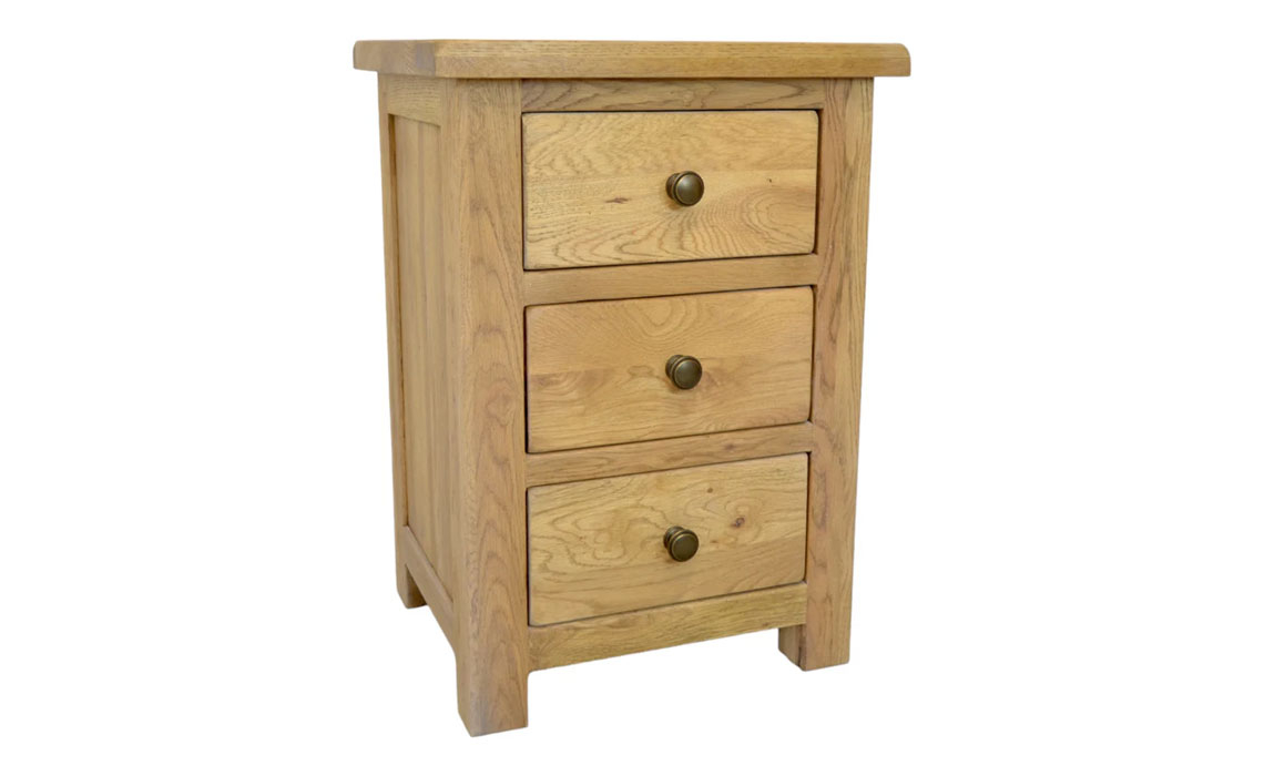 Norfolk Rustic Solid Oak 3 Drawer Bedside