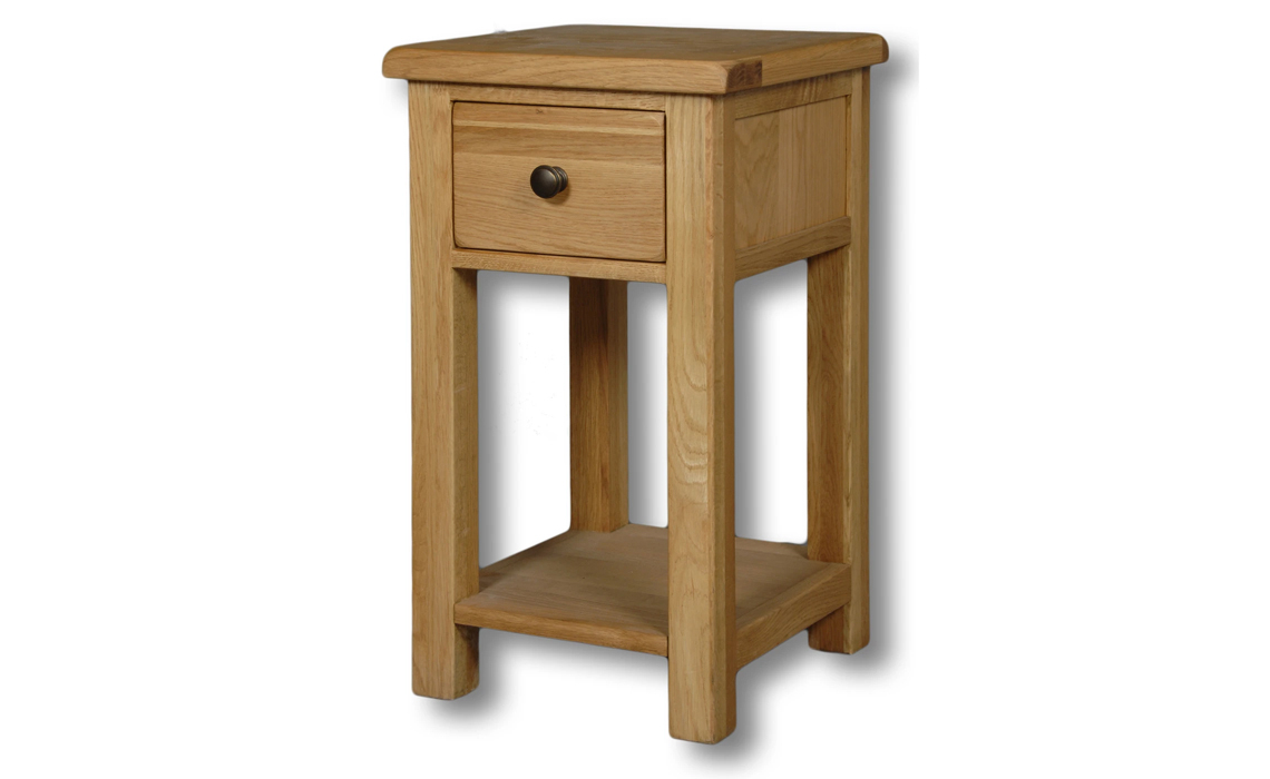 Norfolk Rustic Solid Oak 1 Drawer Lamp Table