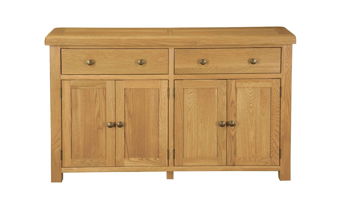 Norfolk Rustic Solid Oak Sideboard 4 Door 2 Drawer Dresser Base
