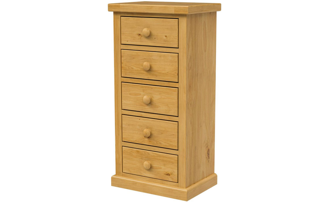 Country Pine 5 Drawer Wellington Chest