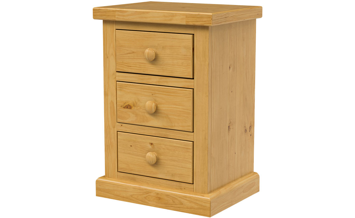 Country Pine Large 3 Drawer Bedside