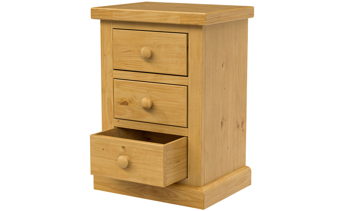 Country Pine Large 3 Drawer Bedside