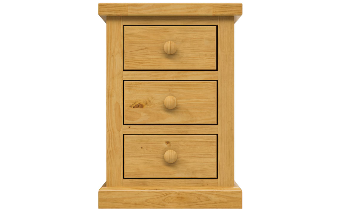 Country Pine Small 3 Drawer Bedside