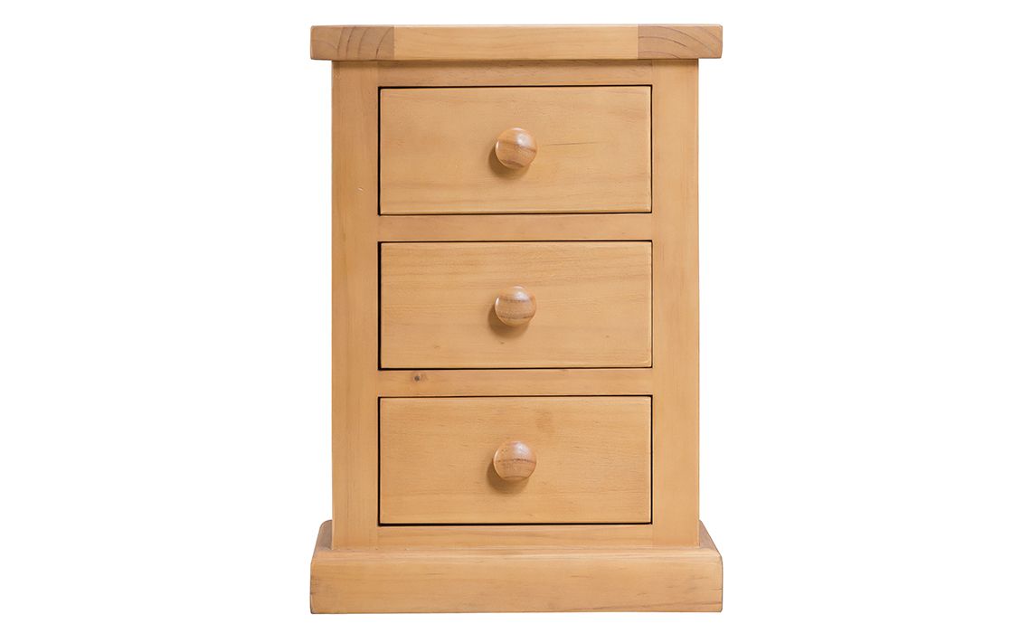 Country Pine Small 3 Drawer Bedside