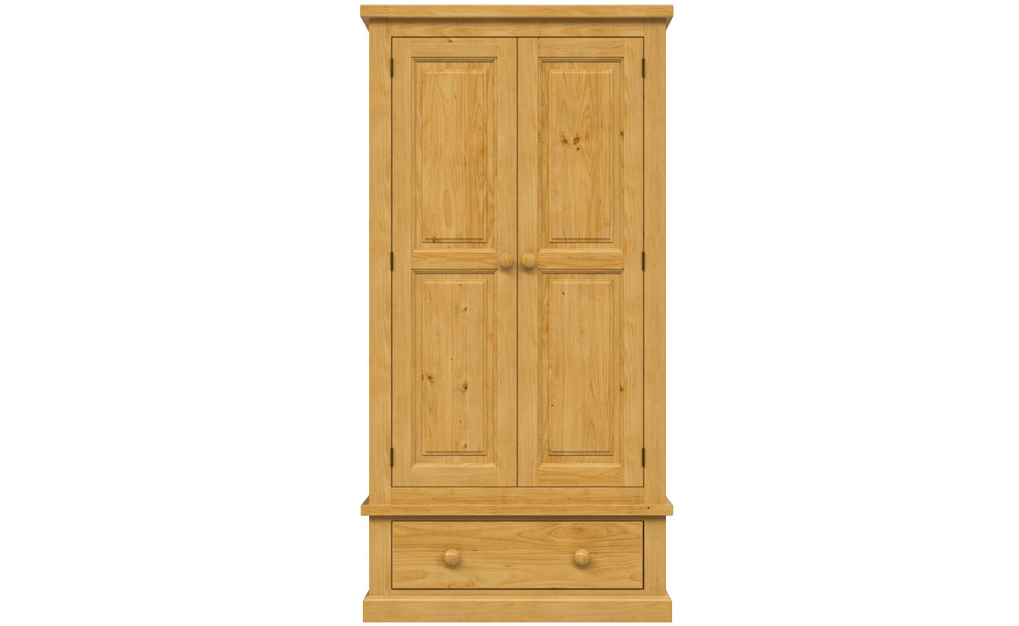 Country Pine  Double Gents Wardrobe With Drawer