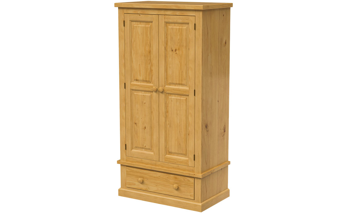 Country Pine  Double Gents Wardrobe With Drawer