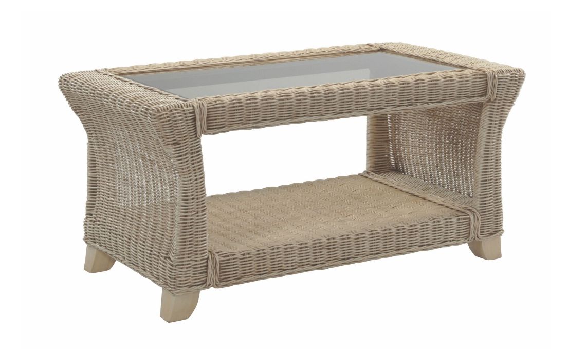 Charlton Cane Coffee Table with Bronze Glass in Natural Wash