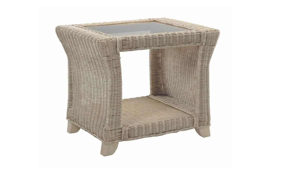 Charlton Cane Side Table with Bronze Glass in Natural Wash
