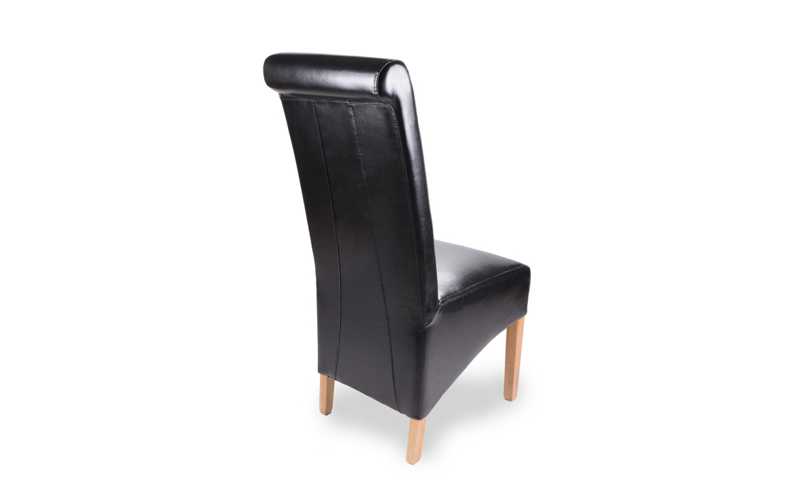 Classic Black Leather Rollback Dining Chair