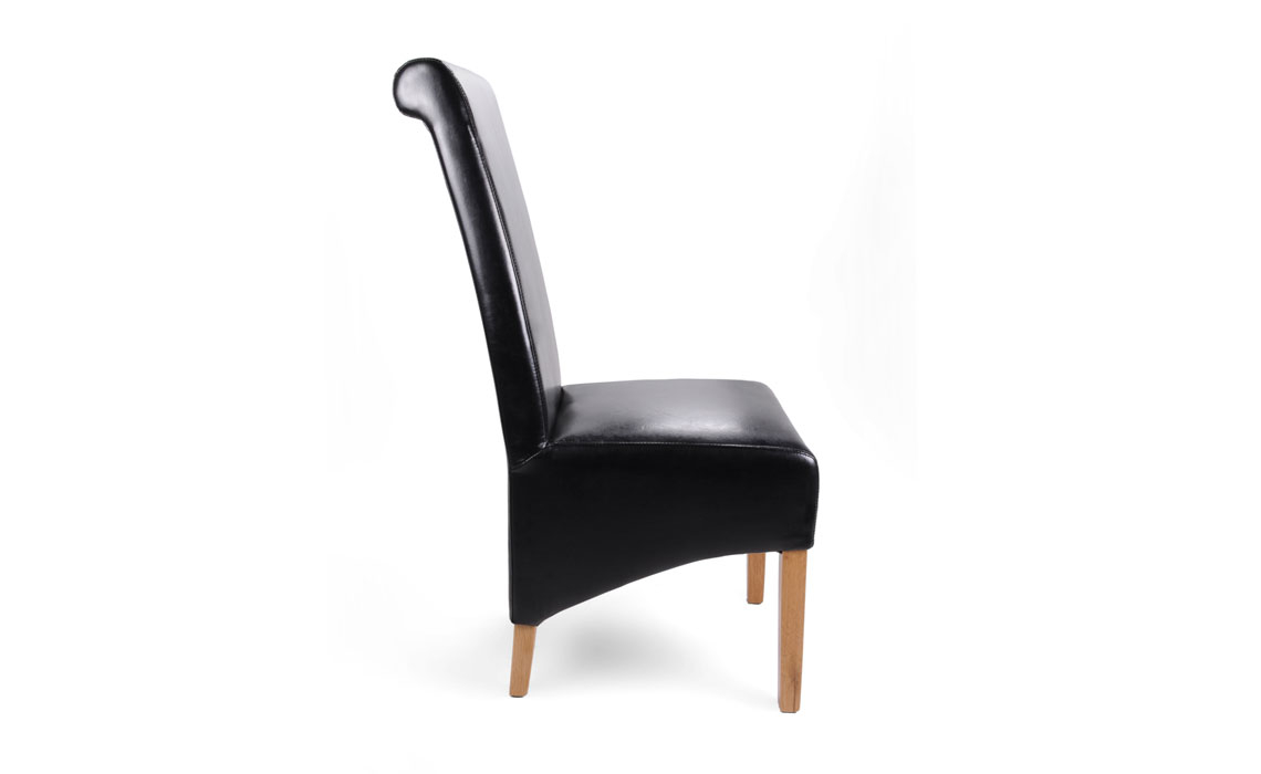 Classic Black Leather Rollback Dining Chair