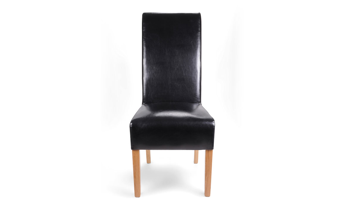 Classic Black Leather Rollback Dining Chair