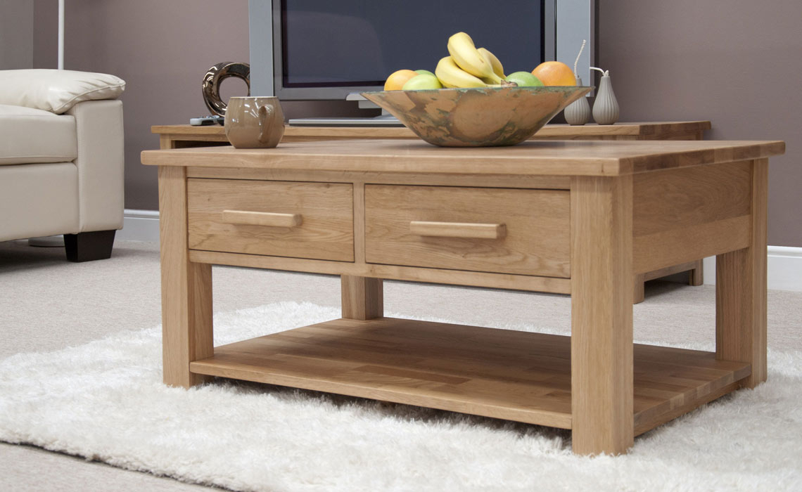 Toulouse Solid Oak 2 Drawer Coffee Table