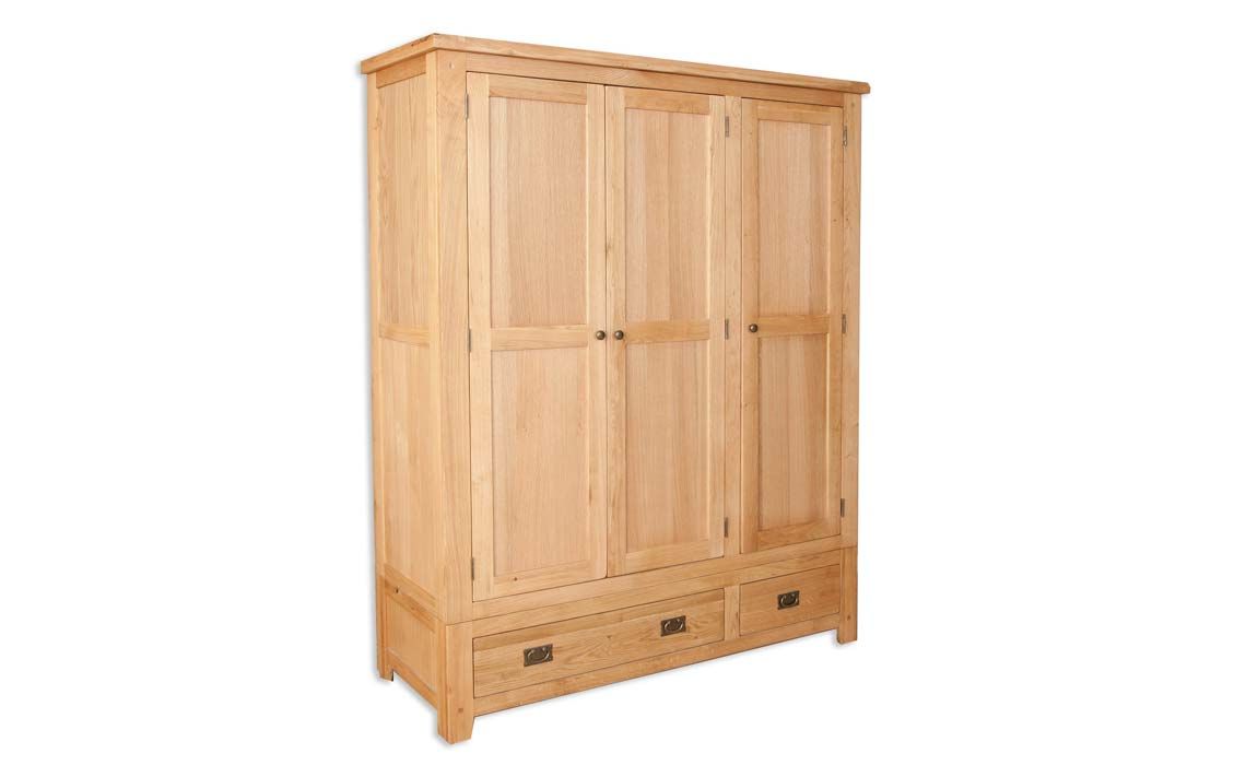 Windsor Natural Oak 3 Door 2 Drawer Triple Gents Wardrobe