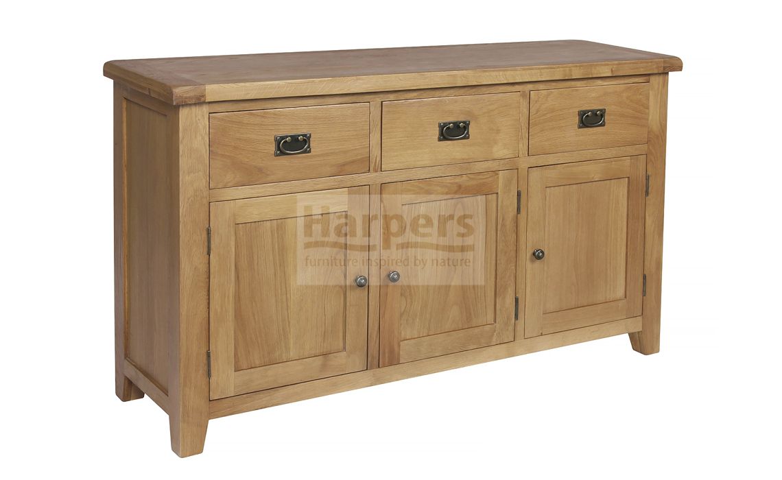 Essex Rustic Oak 3 Door 3 Drawer Sideboard, Solid American Oak with Oak