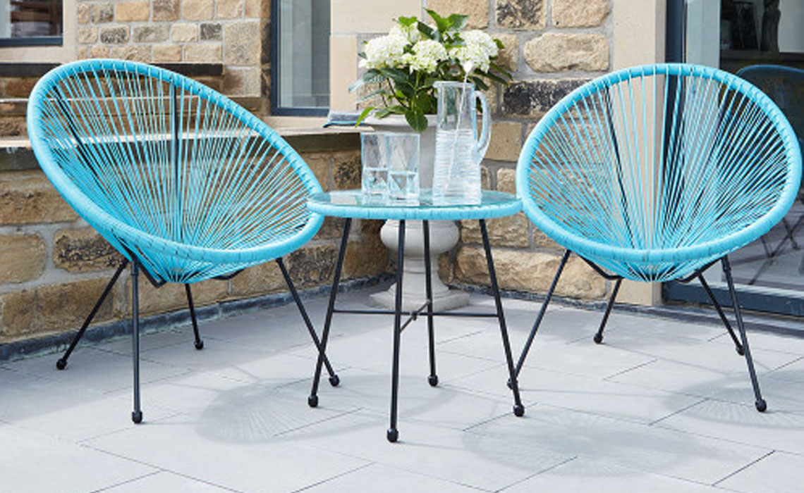 Blue PU Rio 3 Piece Bistro Set