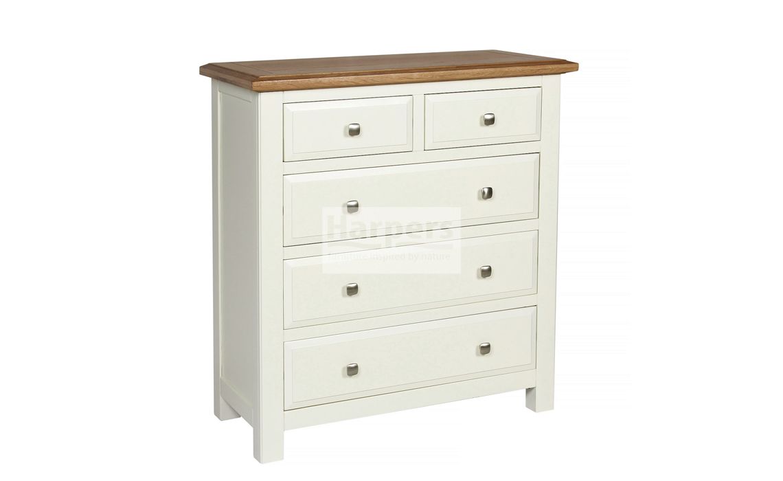 Kent Cream Painted 2 Over 3 Chest Of Drawers Painted With Oak Top