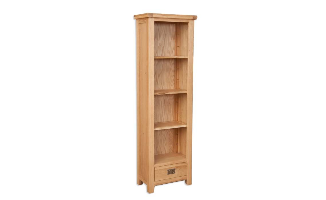 Windsor Natural Oak Slim Bookcase With Drawer