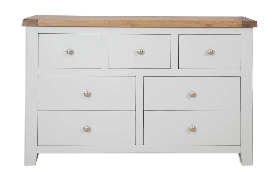 Henley Grey Painted 7 Drawer Wide Chest Made From Hardwood And