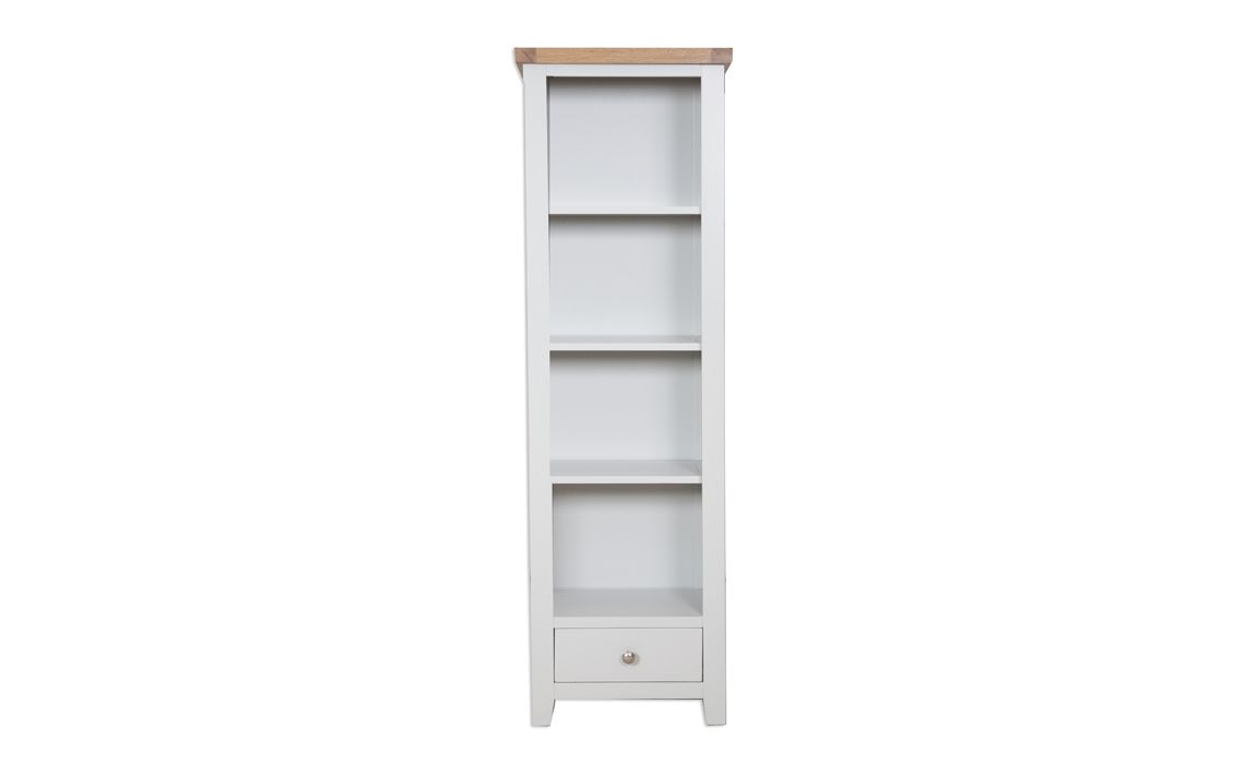 Henley Grey Painted Slim Bookcase With Drawer