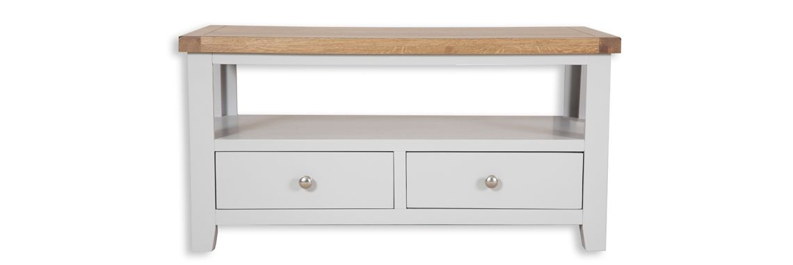 Henley Grey Painted TV Table With 2 Drawers