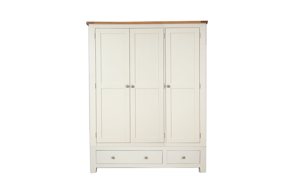 Chelsworth Ivory Painted Triple Wardrobe With Drawers