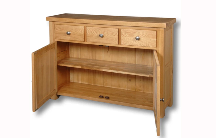 Suffolk Solid Oak 2 Door 3 Drawer Sideboard (115cm)