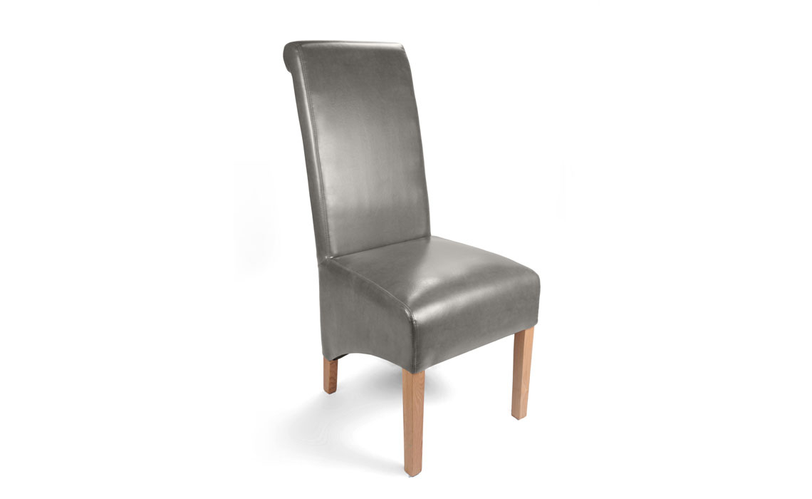 Classic Grey Rollback Leather Dining, Roll Back Leather Dining Chairs