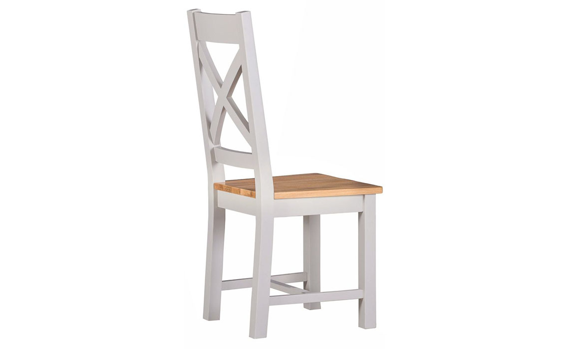 Eden Grey Painted Cross Back Dining Chair With Oak Seat