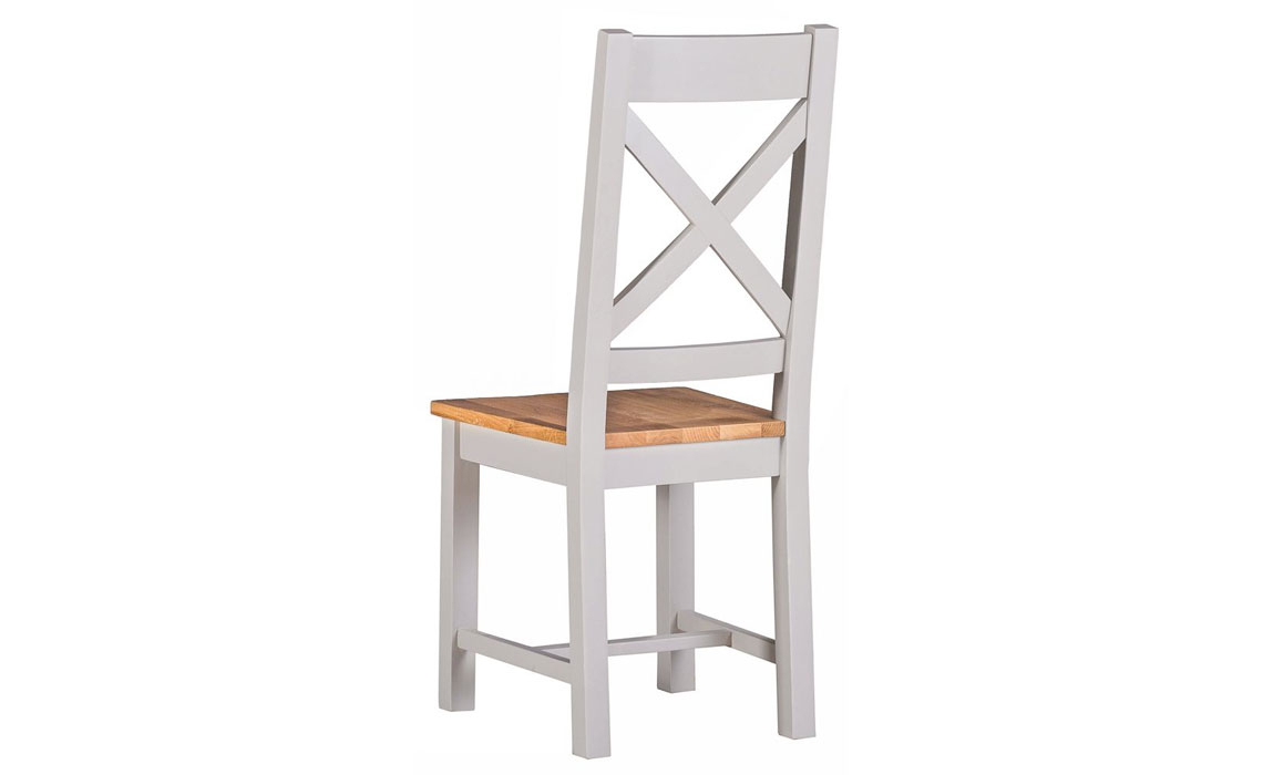 Eden Grey Painted Cross Back Dining Chair With Oak Seat