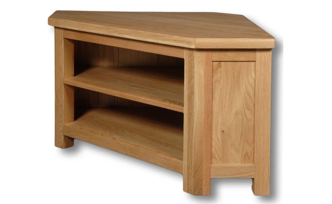 Norfolk Rustic Solid Oak Open Corner TV Unit