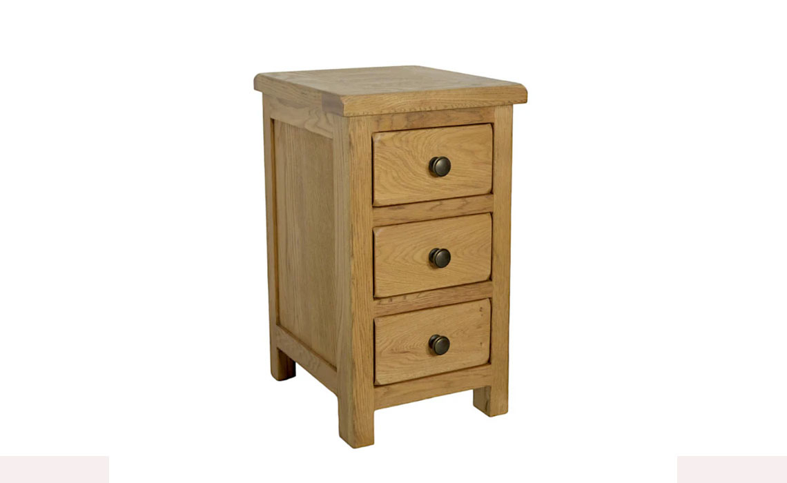 Norfolk Rustic Solid Oak 3 Drawer Mini Bedside