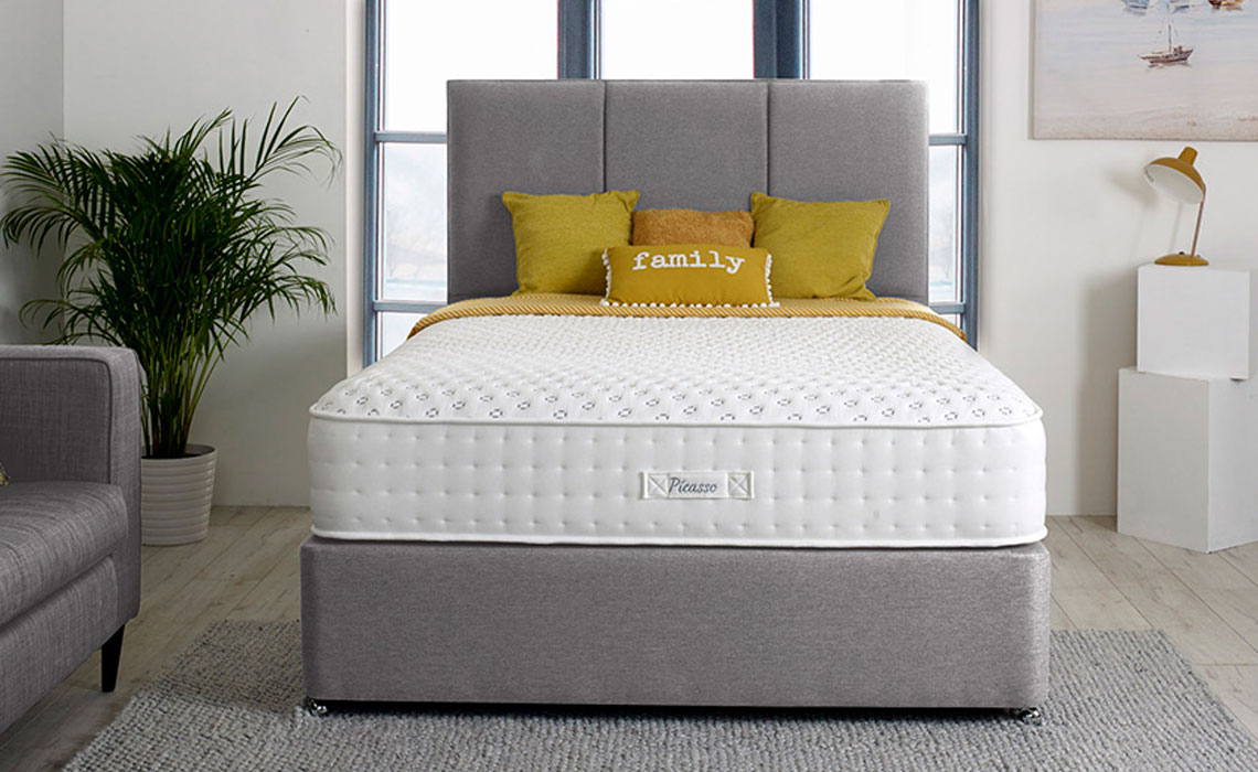 4ft6in Double Picasso 2000 Mattress With Plain Divan & Headboard Deal