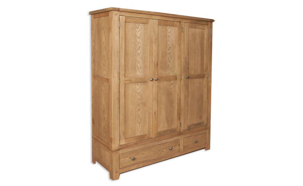 Windsor Rustic Oak 3 Door 2 Drawer Wardrobe