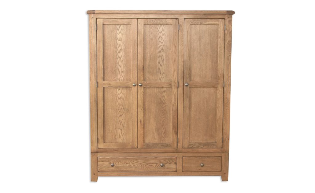 Windsor Rustic Oak 3 Door 2 Drawer Wardrobe