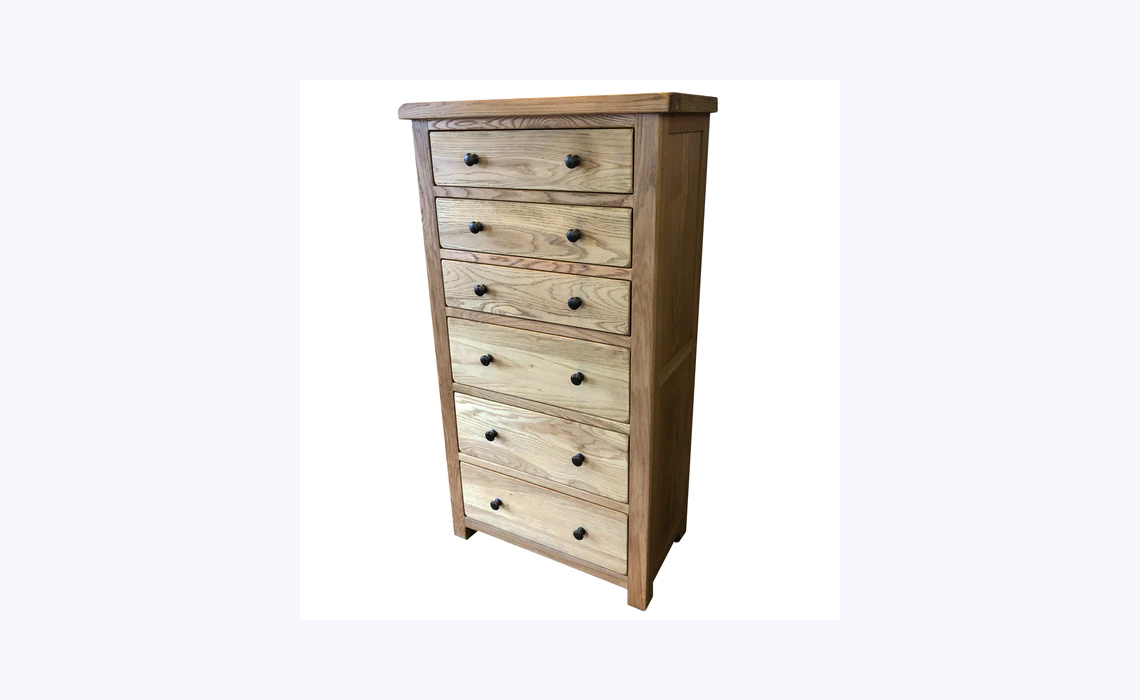 Suffolk Solid Oak 6 Drawer Jumbo Wellington Chest Of Drawers