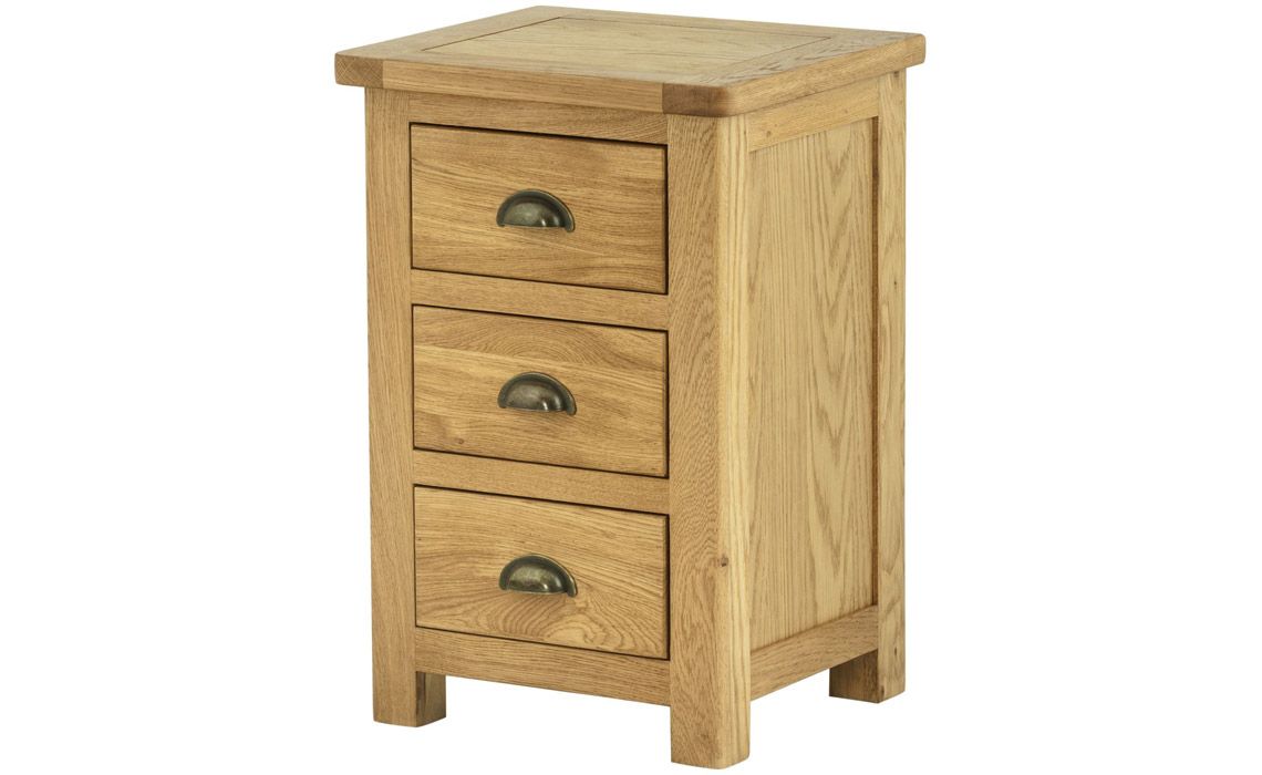 Pembroke Oak 3 Drawer Bedside 