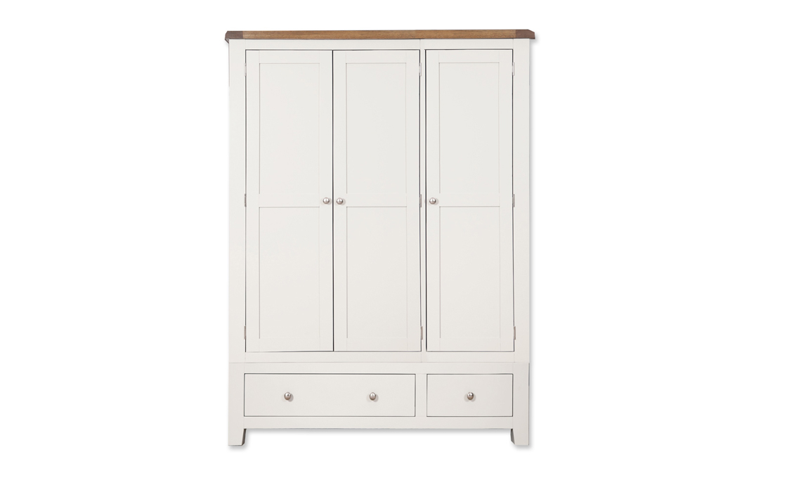 Henley White Painted 3 Door 2 Drawer Wardrobe